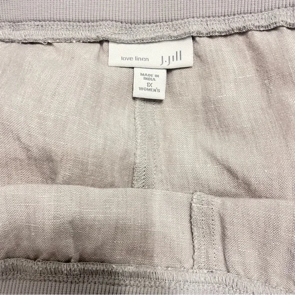 J. Jill Love Linen Elastic Waistband Pull-up Wide Leg Pants 100% Linen Taupe 1X - Picture 6 of 9